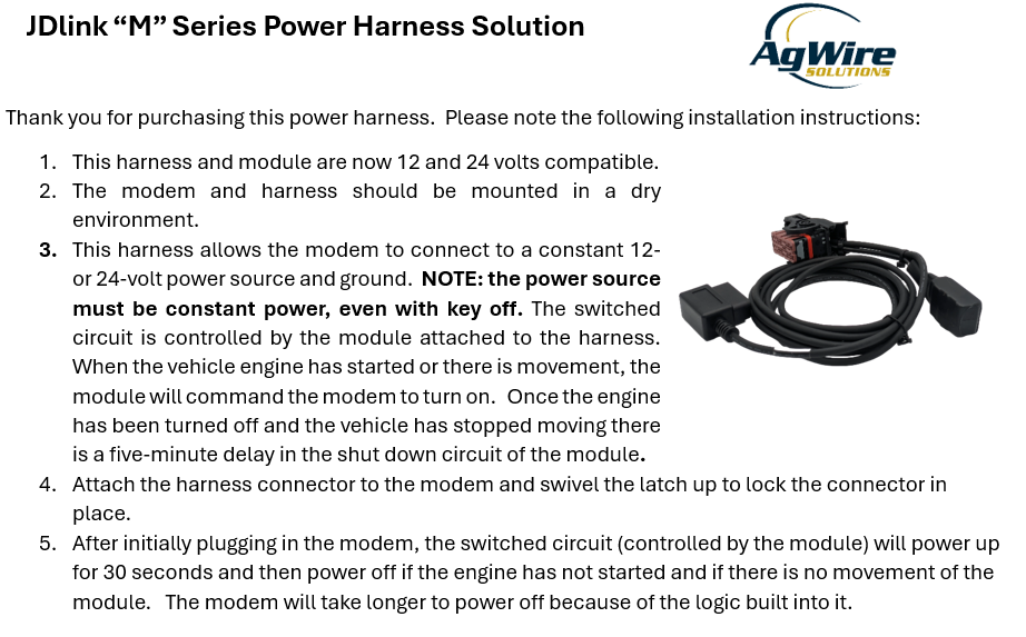 JDlink "M" Modem Power Harness - Ring Terminals - Image 2